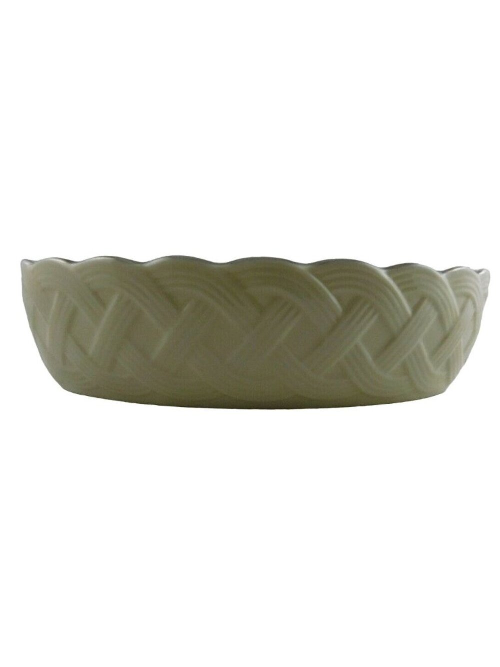 Lenox Special Bone China Basket Weave Oval Bowl Platinum Scalloped Rim Vintage